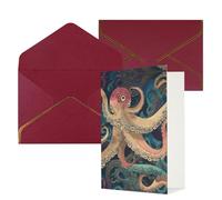 DDTKLSNV Abstract Octopus Kraken Thank You Card with Envelopes Greetings Cards for All Occasions Happy Birthday Wedding Thinking of You Card 4x6 Blank Note Cards