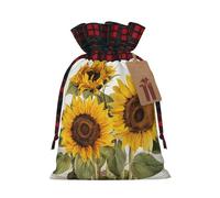DDTKLSNV Alluring Sunflowers Summer Christmas Burlap Gift Bags With Drawstring, Christmas Linen Treat Bags W/Tags Goody Gift Bag Xmas Candy Reusable Gifts Wrapping Bag Xmas Holiday Party Favors