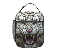 DDTKLSNV Angry White Tiger Lunch Box With Detachable Handle For Women Men,Insulated Lunch Bag Reusable Leakproof Cooler Tote Bag For Work Picnic Travel Camping