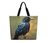 DDTKLSNV Bird on Rainy Day Women Tote Bag Large Casual Shoulder Bag Reusable Grocery Bag Fasion Handbag for Office Shopping Travel