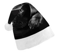 DDTKLSNV Black Labrador Puppy Christmas Hat Comfort Plush Santa Hats Extra Thicken Xmas Hat for Adults Women Men Xmas New Year Party Headwear