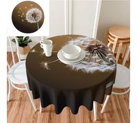 DDTKLSNV Blown Dandelion Blossom Round Tablecloth 60 Inch Waterproof Stain Resistant Table Cover Wrinkle-Free Table Cloth Farmhouse Decorative for Home Kitchen Dining Party Patio Indoor Outdoor