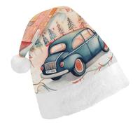 DDTKLSNV Cars in Small Town Christmas Hat Comfort Plush Santa Hats Extra Thicken Xmas Hat for Adults Women Men Xmas New Year Party Headwear