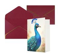 DDTKLSNV Cartoon blue peacock Thank You Card with Envelopes Greetings Cards for All Occasions Happy Birthday Wedding Thinking of You Card 4x6 Blank Note Cards