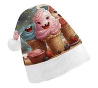 DDTKLSNV Cartoon Ice Cream Christmas Hat Comfort Plush Santa Hats Extra Thicken Xmas Hat for Adults Women Men Xmas New Year Party Headwear