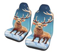 DDTKLSNV Christmas Tree Elk Car Seat Covers Set of 2 Waterproof Breathable Front Seat Protector Universal Fit for Most Cars Suvs Trucks Easy to Install Seat Cushion Cover Car Accessories