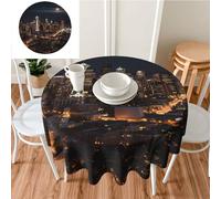 DDTKLSNV City Seattle Round Tablecloth 60 Inch Waterproof Stain Resistant Table Cover Wrinkle-Free Table Cloth Farmhouse Decorative for Home Kitchen Dining Party Patio Indoor Outdoor