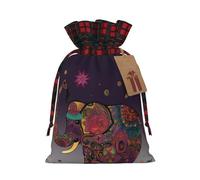 DDTKLSNV Colorful Tribal Floral Elephant Christmas Burlap Gift Bags With Drawstring, Christmas Linen Treat Bags W/Tags Goody Gift Bag Xmas Candy Reusable Gifts Wrapping Bag Xmas Holiday Party Favors