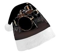DDTKLSNV Cool Drum Set Christmas Hat Comfort Plush Santa Hats Extra Thicken Xmas Hat for Adults Women Men Xmas New Year Party Headwear