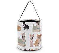 DDTKLSNV Cute Chihuahua Pug Pattern Halloween Trick Or Treat Bag Reusable Halloween Candy Bucket Candy Bag Grocery Bags with Handles for Halloween Party Supplies Favors