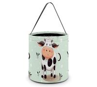 DDTKLSNV Cute Cow Polka Dot Halloween Trick Or Treat Bag Reusable Halloween Candy Bucket Candy Bag Grocery Bags with Handles for Halloween Party Supplies Favors