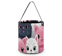 DDTKLSNV Cute Kittens Halloween Trick Or Treat Bag Reusable Halloween Candy Bucket Candy Bag Grocery Bags with Handles for Halloween Party Supplies Favors