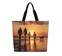 DDTKLSNV Family Walking Together Women Tote Bag Large Casual Shoulder Bag Reusable Grocery Bag Fasion Handbag for Office Shopping Travel