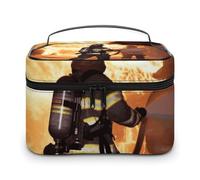 DDTKLSNV Firefighter Fireman Flame Makeup Bag Portable Travel Cosmetic Bag Zipper Makeup Organizer Toiletry Bag for Women Ladies