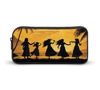 DDTKLSNV Five Silhouettes of Hawaiian Dance Pencil Case Pen Bag Large Capacity Cute Pencil Pouch Makeup Cosmetic Bag for Women Men