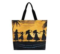 DDTKLSNV Five Silhouettes of Hawaiian Dance Women Tote Bag Large Casual Shoulder Bag Reusable Grocery Bag Fasion Handbag for Office Shopping Travel