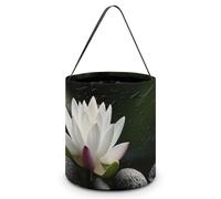 DDTKLSNV Flower And Black Zen Stones Halloween Trick Or Treat Bag Reusable Halloween Candy Bucket Candy Bag Grocery Bags with Handles for Halloween Party Supplies Favors