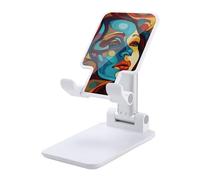 DDTKLSNV Foldable Cell Phone Stand Adjustable Angle Height Desktop Phone Holder Portable Abstract Colored Woman Face Cellphone Cradle Compatible with All Smartphone White-Style