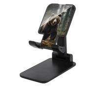 DDTKLSNV Foldable Cell Phone Stand Adjustable Angle Height Desktop Phone Holder Portable Brown Bear Cellphone Cradle Compatible with All Smartphone Black-Style
