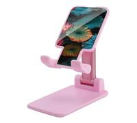 DDTKLSNV Foldable Cell Phone Stand Adjustable Angle Height Desktop Phone Holder Portable Colorful Flower Leaves Cellphone Cradle Compatible with All Smartphone Pink-Style