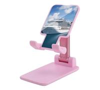 DDTKLSNV Foldable Cell Phone Stand Adjustable Angle Height Desktop Phone Holder Portable Cruise Ships Cellphone Cradle Compatible with All Smartphone Pink-Style