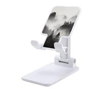 DDTKLSNV Foldable Cell Phone Stand Adjustable Angle Height Desktop Phone Holder Portable Foggy Mountains Cellphone Cradle Compatible with All Smartphone White-Style