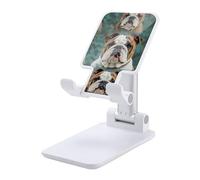 DDTKLSNV Foldable Cell Phone Stand Adjustable Angle Height Desktop Phone Holder Portable Funny English Bulldog Cellphone Cradle Compatible with All Smartphone White-Style