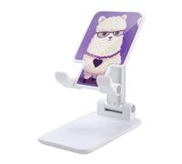 DDTKLSNV Foldable Cell Phone Stand Adjustable Angle Height Desktop Phone Holder Portable Love Alpaca Purple Cellphone Cradle Compatible with All Smartphone White-Style