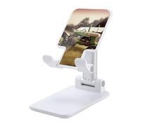 DDTKLSNV Foldable Cell Phone Stand Adjustable Angle Height Desktop Phone Holder Portable Old Tractor Photo Farm Cellphone Cradle Compatible with All Smartphone White-Style