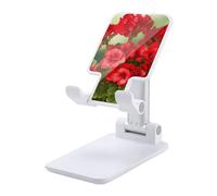 DDTKLSNV Foldable Cell Phone Stand Adjustable Angle Height Desktop Phone Holder Portable Red Geraniums Cellphone Cradle Compatible with All Smartphone White-Style