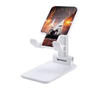 DDTKLSNV Foldable Cell Phone Stand Adjustable Angle Height Desktop Phone Holder Portable Rock Concert Stage Cellphone Cradle Compatible with All Smartphone White-Style