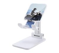 DDTKLSNV Foldable Cell Phone Stand Adjustable Angle Height Desktop Phone Holder Portable Snowmobile Cellphone Cradle Compatible with All Smartphone White-Style