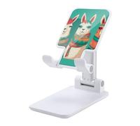 DDTKLSNV Foldable Cell Phone Stand Adjustable Angle Height Desktop Phone Holder Portable Three Cute Alpacas Cellphone Cradle Compatible with All Smartphone White-Style