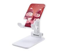 DDTKLSNV Foldable Cell Phone Stand Adjustable Angle Height Desktop Phone Holder Portable Two Snowmen Together Cellphone Cradle Compatible with All Smartphone White-Style