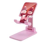 DDTKLSNV Foldable Cell Phone Stand Adjustable Angle Height Desktop Phone Holder Portable Two Snowmen Together Cellphone Cradle Compatible with All Smartphone Pink-Style