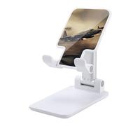 DDTKLSNV Foldable Cell Phone Stand Adjustable Angle Height Desktop Phone Holder Portable War Plane Cellphone Cradle Compatible with All Smartphone White-Style