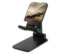 DDTKLSNV Foldable Cell Phone Stand Adjustable Angle Height Desktop Phone Holder Portable War Plane Cellphone Cradle Compatible with All Smartphone Black-Style