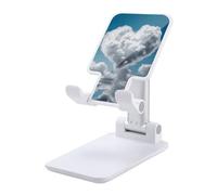DDTKLSNV Foldable Cell Phone Stand Adjustable Angle Height Desktop Phone Holder Portable White Clouds are Like A Heart Cellphone Cradle Compatible with All Smartphone White-Style