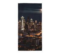 DDTKLSNV Hand Towels for Bathroom 12"X24",City Seattle Decorative Kitchen Towel Soft Absorbent Decorative Fingertip Face Towels Microfiber Wash Cloth for Guest Hotel Gym Yoga,Housewarming Gift Idea