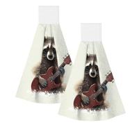 DDTKLSNV Hand Towels Hanging Kitchen Towels with Loop, Soft Absorbent Hanging Tie Towels Decorative Dish Towels Funny Raccoon Fingertip Bath Towel for Home Hotel Spa Bathroom Decor 13.8x11.8 Inch