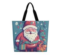 DDTKLSNV Happy Smiling Santa Claus Women Tote Bag Large Casual Shoulder Bag Reusable Grocery Bag Fasion Handbag for Office Shopping Travel