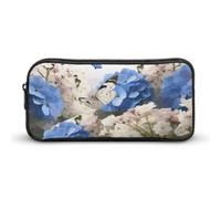 DDTKLSNV Hydrangeas Daisies Butterflies Pencil Case Pen Bag Large Capacity Cute Pencil Pouch Makeup Cosmetic Bag for Women Men