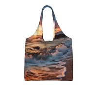 DDTKLSNV Large Tote Bag For Women Heavy Duty Foldable Shopping Tote Bag Beach Hawaii Sunset Sea Waves Clouds Shoulder Bag For Work Beach Travel