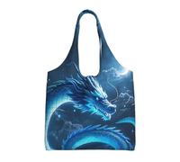 DDTKLSNV Large Tote Bag For Women Heavy Duty Foldable Shopping Tote Bag Chinese Dragon Shoulder Bag For Work Beach Travel