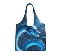 DDTKLSNV Large Tote Bag For Women Heavy Duty Foldable Shopping Tote Bag Chinese Dragon Shoulder Bag For Work Beach Travel