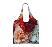 DDTKLSNV Large Tote Bag For Women Heavy Duty Foldable Shopping Tote Bag Colorful Carnations Flowers Shoulder Bag For Work Beach Travel