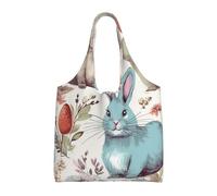 DDTKLSNV Large Tote Bag For Women Heavy Duty Foldable Shopping Tote Bag Flowers Bunnies Birds Shoulder Bag For Work Beach Travel