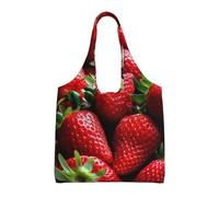 DDTKLSNV Large Tote Bag For Women Heavy Duty Foldable Shopping Tote Bag Fresh Strawberries Shoulder Bag For Work Beach Travel