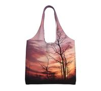 DDTKLSNV Large Tote Bag For Women Heavy Duty Foldable Shopping Tote Bag Pink Dusk Background Shoulder Bag For Work Beach Travel