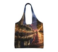 DDTKLSNV Large Tote Bag For Women Heavy Duty Foldable Shopping Tote Bag Portland At Night Shoulder Bag For Work Beach Travel